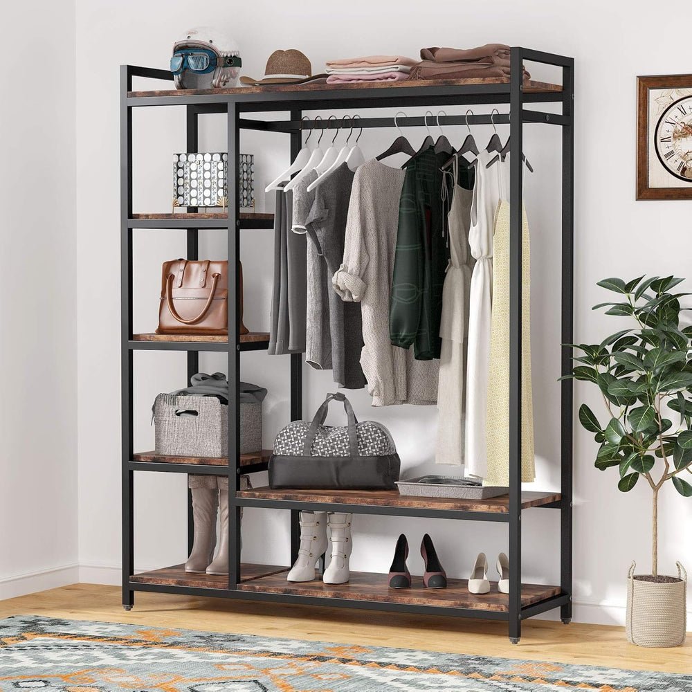 Freestanding Closet Organizer, Garment Rack with 6 Shelves view 4