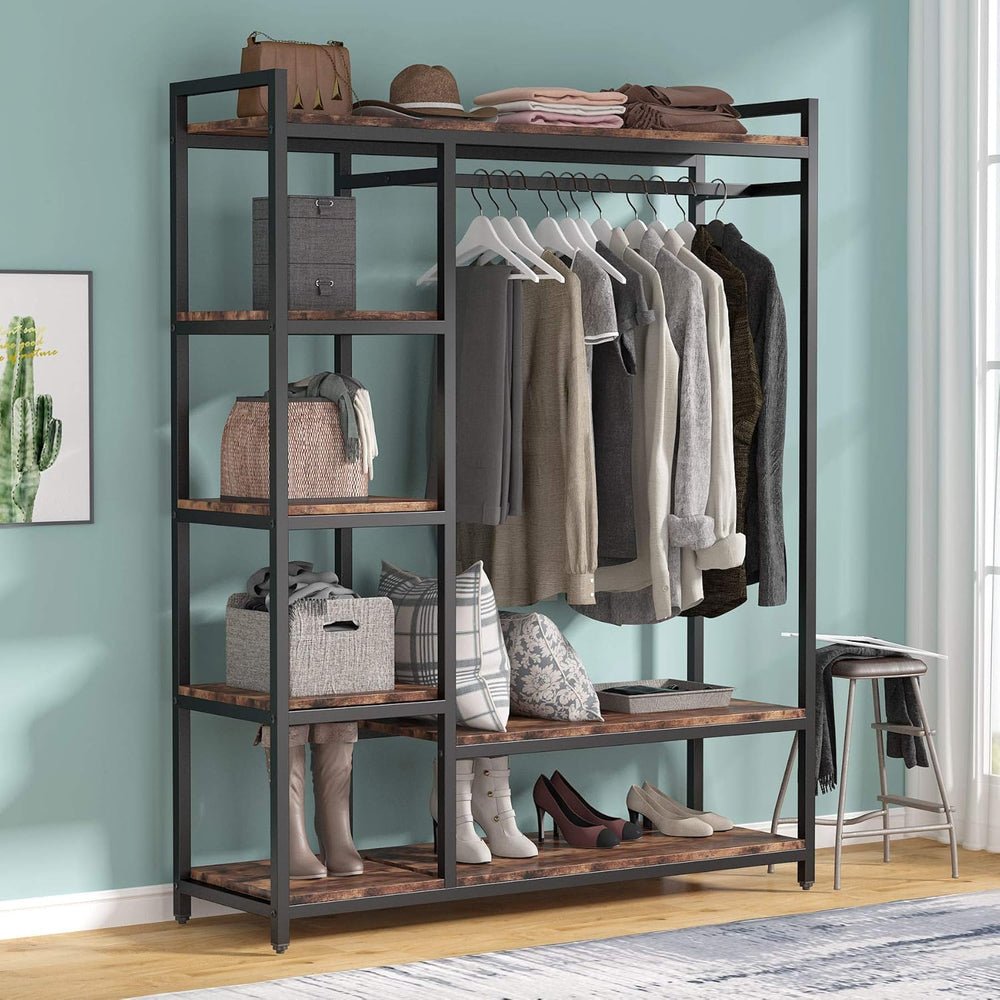 Freestanding Closet Organizer, Garment Rack with 6 Shelves view 3