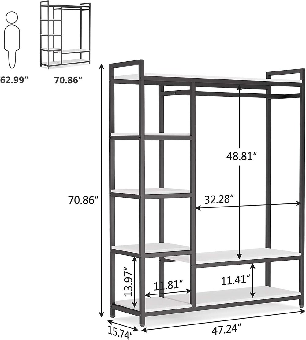 Freestanding Closet Organizer, Garment Rack with 6 Shelves view 2